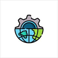 A globe with gears inside it and a globe on top vector