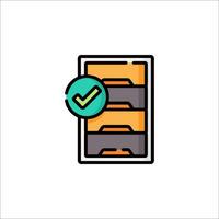 A file cabinet with a tick mark on it vector