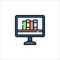 A computer monitor with books on it vector
