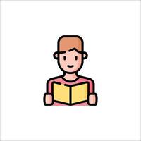 A man reading a book icon vector