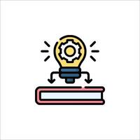 A light bulb on top of a book with gears vector