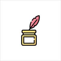 A jar with a feather pen and ink vector
