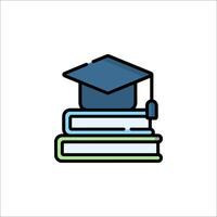 A graduation cap on top of a stack of books vector