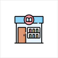 A bookstore icon with a book on the shelf vector