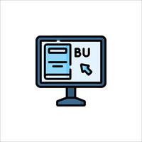 Blu icon on computer monitor vector