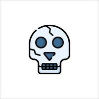 A skull icon with blue eyes and a smile vector