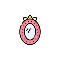 A pink mirror with a crown on it vector
