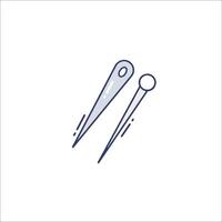 A pair of scissors and a needle on a white background vector