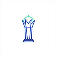 The trophy is shown in a blue and green color vector