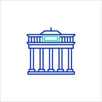 The building is blue and has columns vector