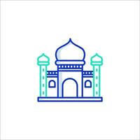 A mosque icon in blue and green vector