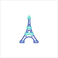 The eiffel tower is shown in blue and green vector