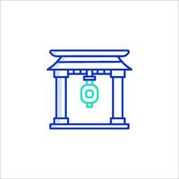 A japanese temple with a bell on top vector