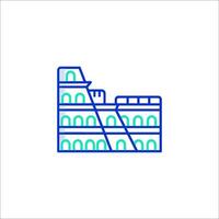 A line drawing of a building with a staircase vector