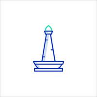 A lighthouse icon with a green light on top vector