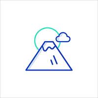A mountain with clouds and a sun on it vector