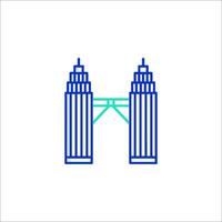 A blue and green icon of two towers vector