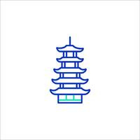 A pagoda icon in blue and white vector