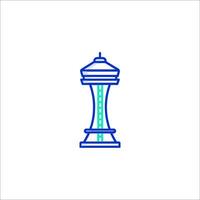 A blue and green line icon of a tower vector