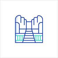 A line icon of a staircase with a hand on it vector