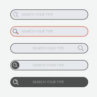 Search bar. Website ui design, search Internet box, browser engine text field, navigation bar with push button. Interface web element templates set. vector