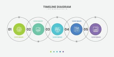 Business infographic template design. 5 options or steps timeline infographic design. Can be used for process diagram, presentations, workflow layout, flow chart, steps, banner. vector