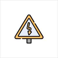 A yellow triangle with a lightning bolt on it vector