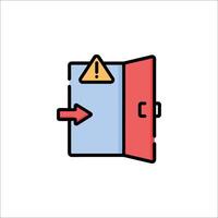An open door with a sign on it vector
