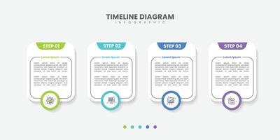 Business infographic template design. 4 options or steps timeline infographic design. Can be used for process diagram, presentations, workflow layout, flow chart, steps, banner. vector