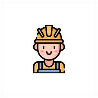 A construction worker icon with a hat and overalls vector