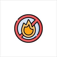 A no fire sign with a flame in the middle vector
