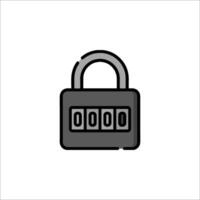 A black and white illustration of a lock with numbers vector