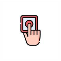 A hand pressing a button icon on a white background vector