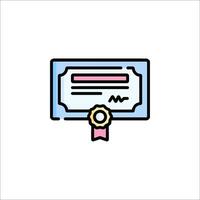A certificate icon with a ribbon on it vector