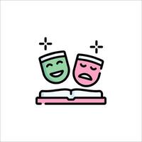 Two masks on a book with a book in the background vector