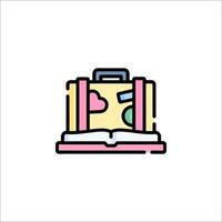 A suitcase with a book and a heart on it vector