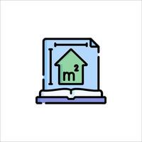A house icon with a green house on top of it vector