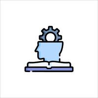 A person with a book and a gear on top of it vector