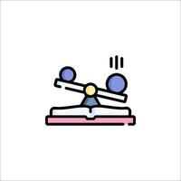 A balance scale icon with two balls on top vector