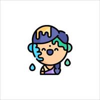 A girl with a face covered in ice cream vector