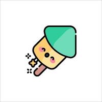 A cute ice cream with a green hat on it vector