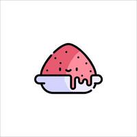 A watermelon with a spoon in it is shown in a flat design vector