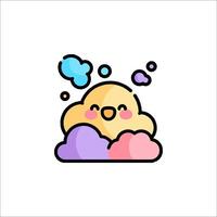 A cartoon cloud with a face and clouds vector