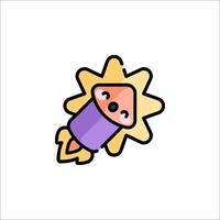 A cartoon rocket with a smiley face on it vector