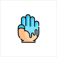 A hand with a blue liquid on it vector