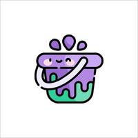 A purple bucket with a smiley face on it vector