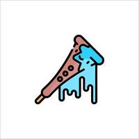 A blue and pink ice cream cone with a dripping liquid vector