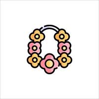 A flower shaped necklace with a bow on it vector