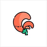 A cartoon character with a red tail and green leaves vector