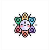 A colorful flower with a smiley face on it vector